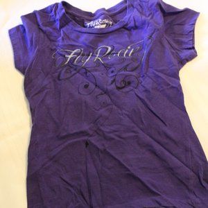 Fly Racing Edge Youth Medium Girls Short Sleeve T-Shirt Purple (B)